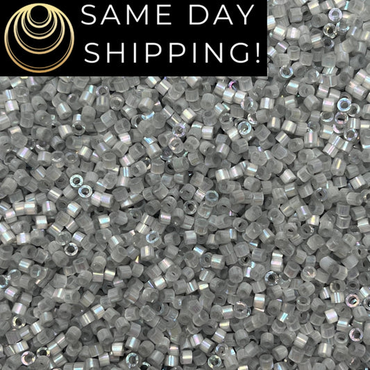 DB1871 (1 Gram -20 Grams) Miyuki Size 11/0 Delica Beads Silk Inside Dyed Smoke Gray AB-Free Container! Same Day Shipping!