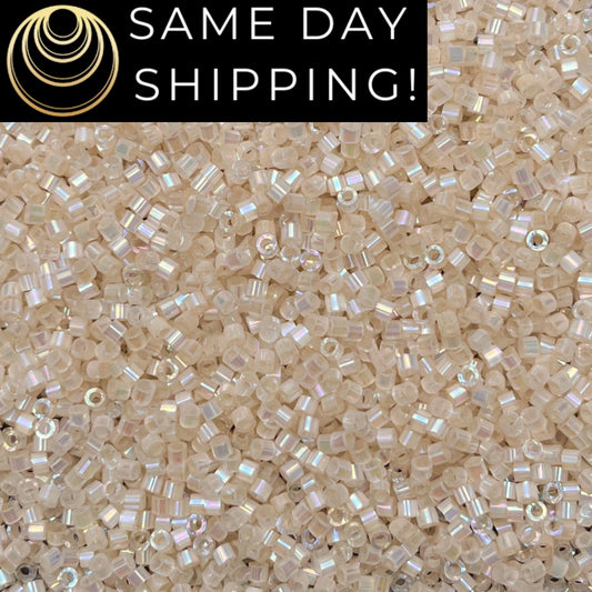 DB1874 (1 Gram -20 Grams) Miyuki Size 11/0 Delica Beads Silk Inside Dyed Pale Apricot AB-Free Container! Same Day Shipping! DB-1874 DB 1874