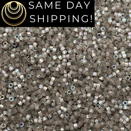 DB1877 (1 Gram -20 Grams) Miyuki Size 11/0 Delica Beads Silk Inside Dyed Pewter AB-Free Container! Same Day Shipping! DB-1877 DB 1877