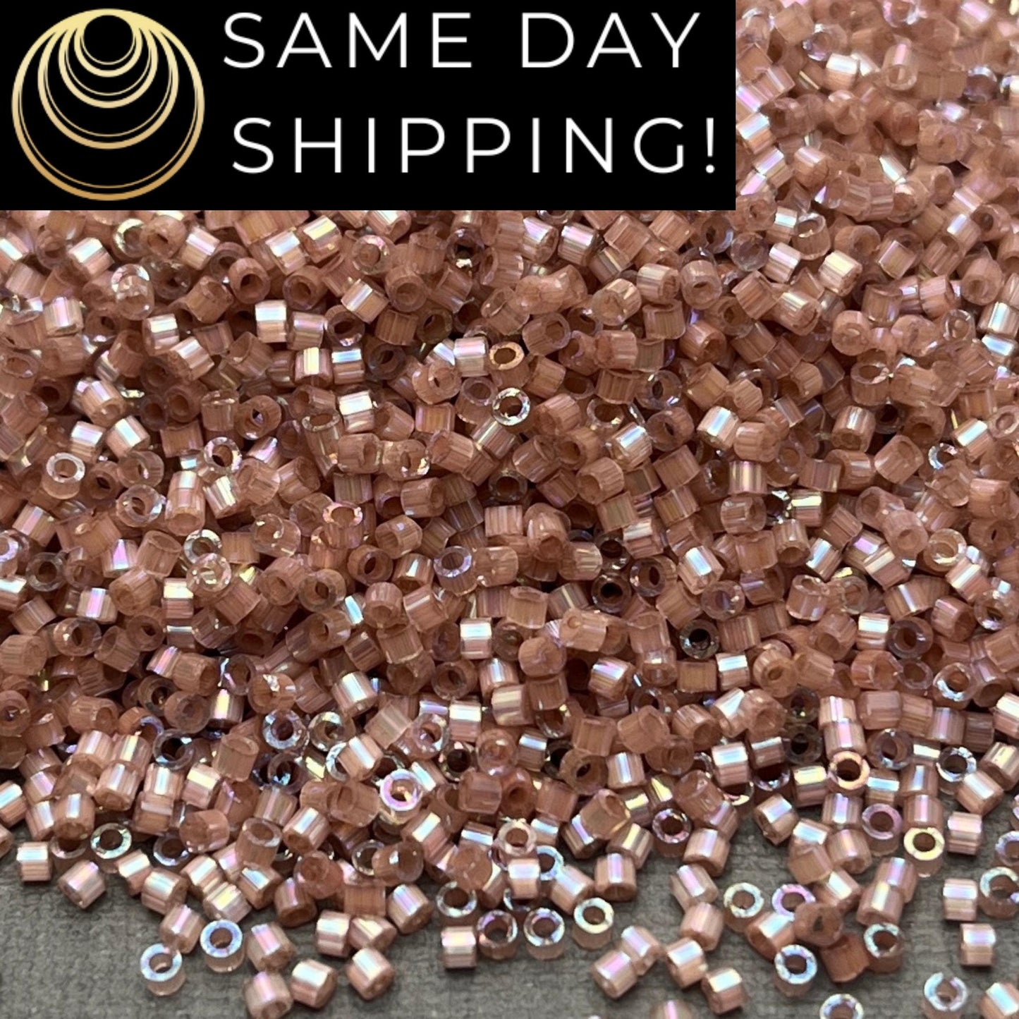 DB1879 (1 Gram -20 Grams) Miyuki Size 11/0 Delica Beads Silk Inside Dyed Beige AB-Free Container! Same Day Shipping! DB-1879 DB 1879
