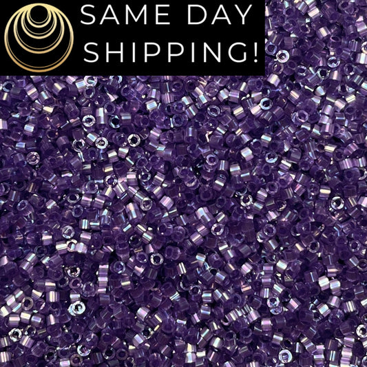 DB1881 (1 Gram -20 Grams) Miyuki Size 11/0 Delica Beads Silk Inside Dyed Dark Orchid AB-Free Container! Same Day Shipping! DB-1881 DB 1881