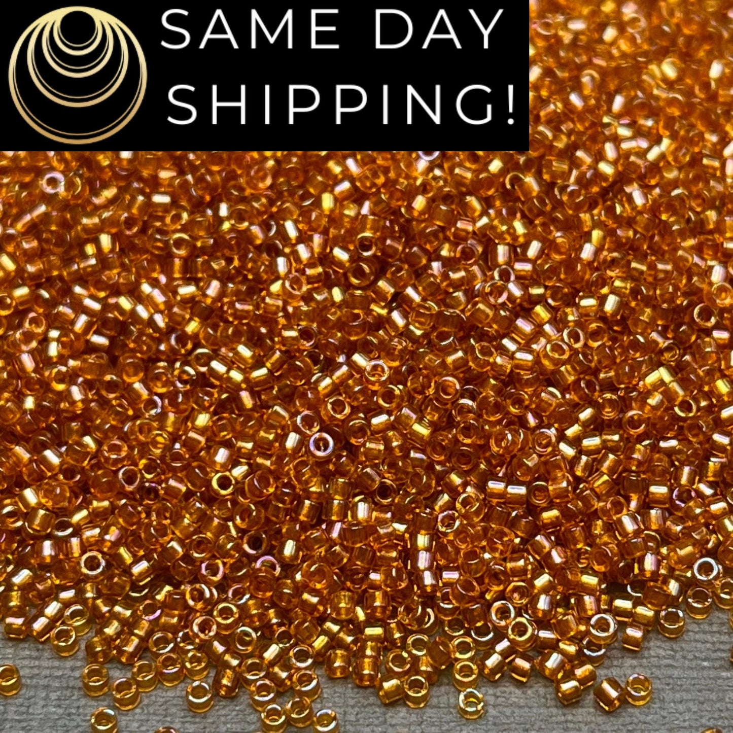 DB065 (1 gram-20 grams) Miyuki Size 11/0 Delica Beads Crystal Lined Topaz AB-Free Container! Same Day Shipping!