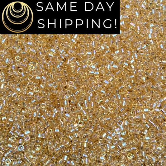 DB1252 (1 gram-20 grams) Miyuki Size 11/0 Delica Beads Transparent Crystal Ivory Luster-Free Container! Same Day Shipping!