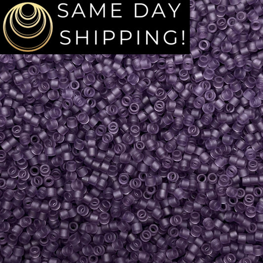 DB1265 (1 gram-20 grams) Miyuki Size 11/0 Delica Beads Matte Transparent Light Amethyst-Free Container! Same Day Shipping!