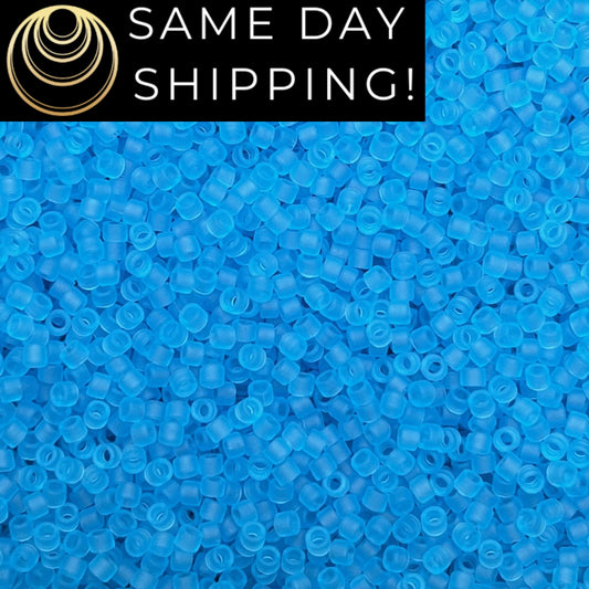 DB1269 (1 gram-20 grams) Miyuki Size 11/0 Delica Beads Matte Transparent Ocean Blue-Free Container! Same Day Shipping! See All Pictures!