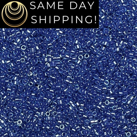 DB285 SAME DAY Shipping! 1 Gram-20 Grams Miyuki 11/0 Delica Beads Blue Lined Aqua -Free Container! DB-285 DB0285