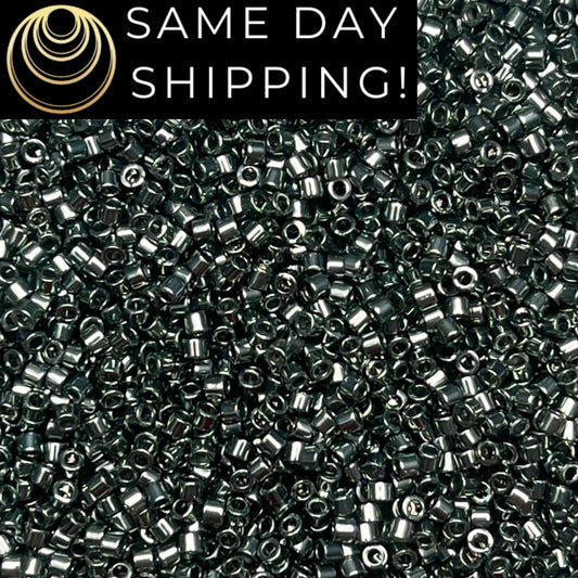 DB457 Same Day Shipping! 1 Gram-20 Grams Miyuki 11/0 Delica Beads Galvanized Dark Steel Green -Free Container! DB0457 DB-457