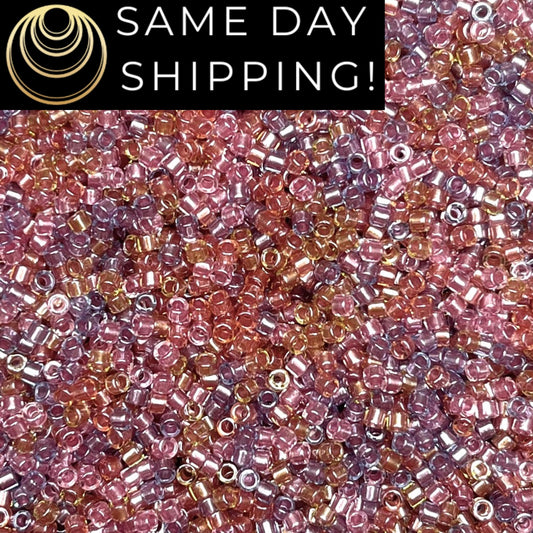 DB982 Same Day Shipping! 1 Gram-20 Grams Miyuki 11/0 Delica Beads Sparkling Lined Tutti Frutti Mix -Free Container! DB0982 DB-982