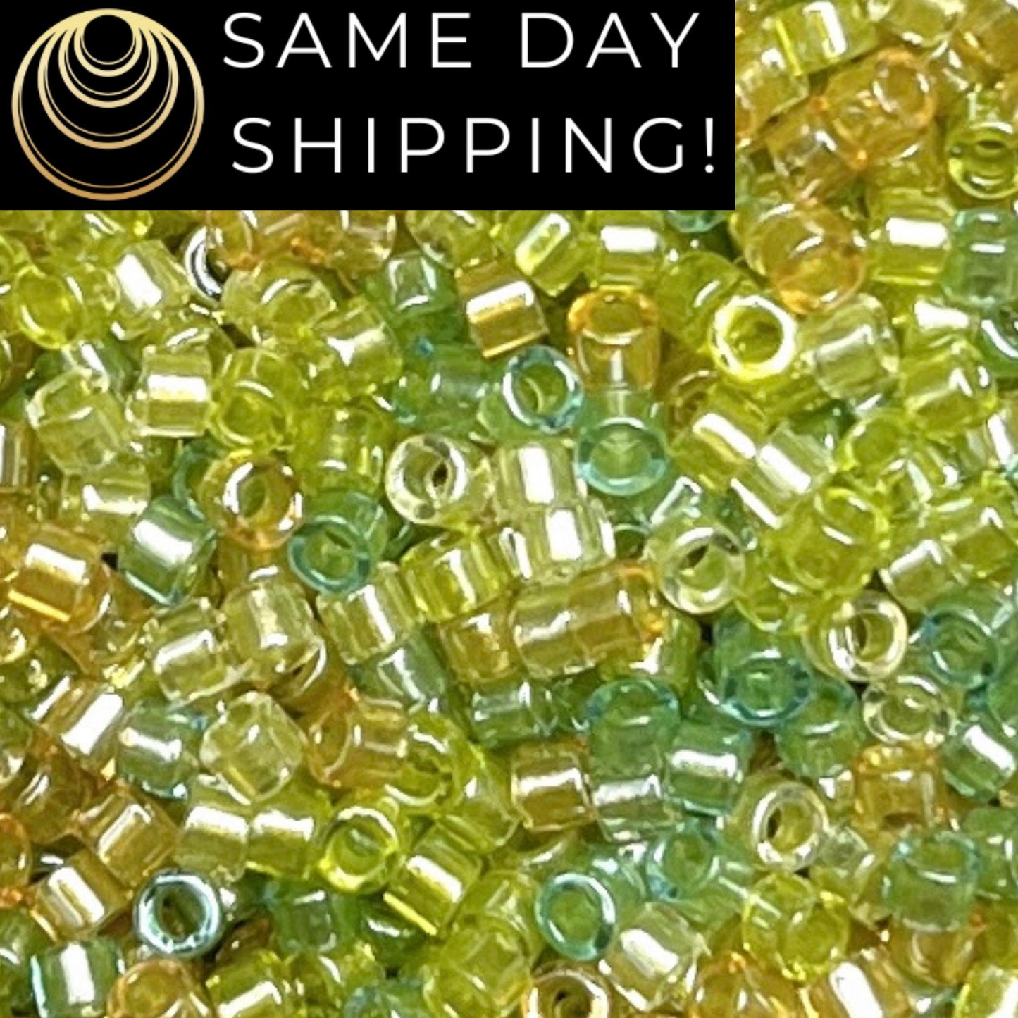 DB983 Same Day Shipping! 1 Gram-20 Grams Miyuki 11/0 Delica Beads Sparkling Lemon Lime Mix -Free Container! DB0983 DB-983