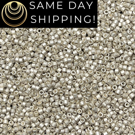 DB1151 (1 gram-20 grams) Miyuki Size 11/0 Delica Beads Galvanized Semi-Matte Silver-Free Container! Same Day Shipping!