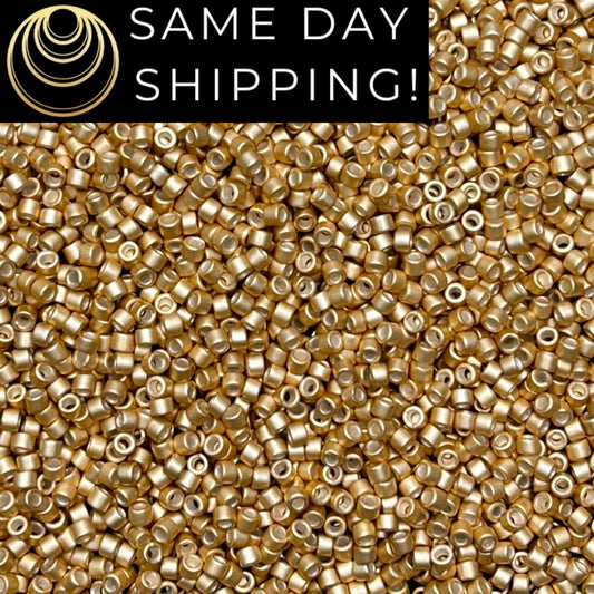 DB1153 (1 gram-20 grams) Miyuki Size 11/0 Delica Beads Galvanized Semi-Matte Honey Gold-Free Container! Same Day Shipping!