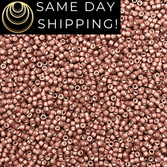 DB1166 (1 gram-20 grams) Miyuki Size 11/0 Delica Beads Galvanized Matte Pink Blush-Free Container! Same Day Shipping!