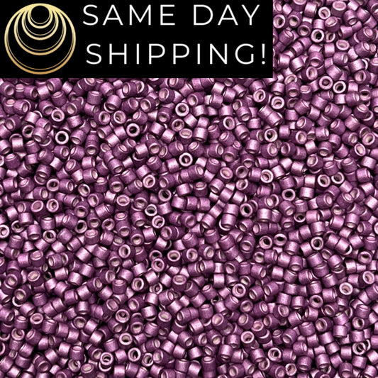 DB1173 (1 gram-20 grams) Miyuki Size 11/0 Delica Beads Galvanized Matte Magenta-Free Container! Same Day Shipping!