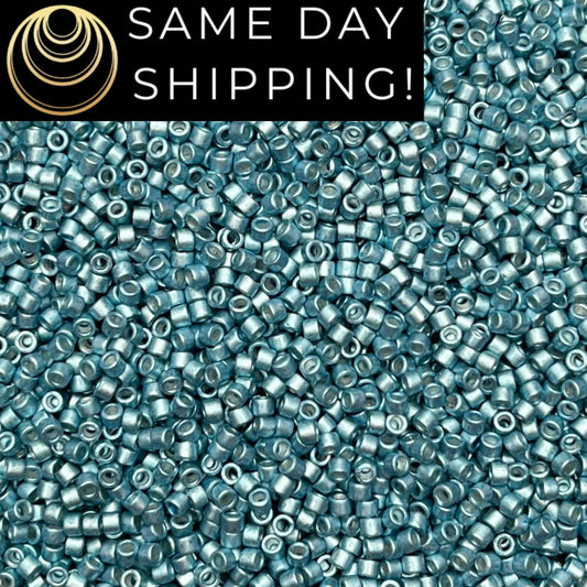 DB1183 (1 gram-20 grams) Miyuki Size 11/0 Delica Beads Galvanized Semi-Matte Dark Aqua-Free Container! Same Day Shipping!