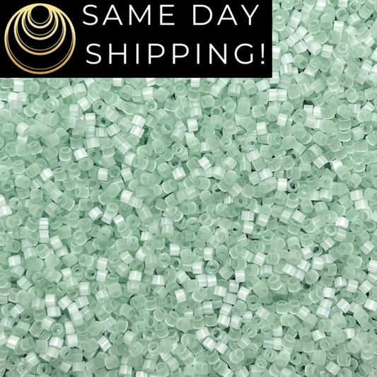 DB828 (1 Gram -20 Grams) Miyuki Size 11/0 Delica Beads Mint Green Silk Satin -Free Container! Same Day Shipping!