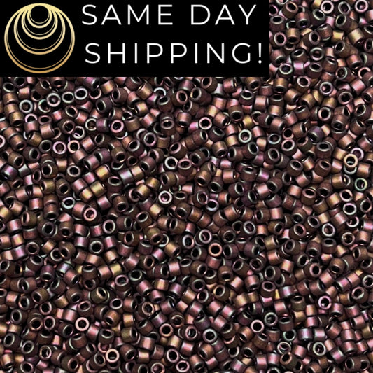 DB1056 (1 gram-20 grams) Miyuki Size 11/0 Delica Beads Metallic Taupe Gold Iris-Free Container! Same Day Shipping!