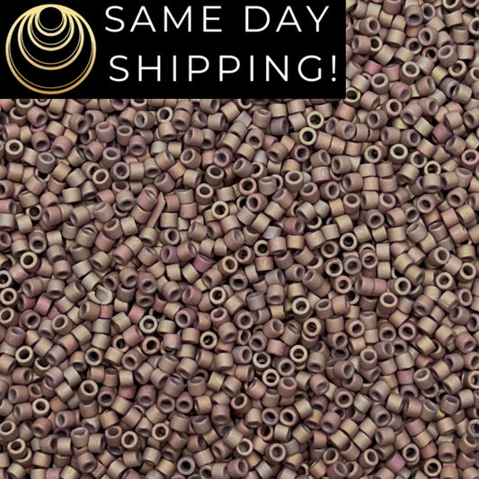 DB1061 (1 gram-20 grams) Miyuki Size 11/0 Delica Beads Metallic Dusky Clay AB-Free Container! Same Day Shipping!
