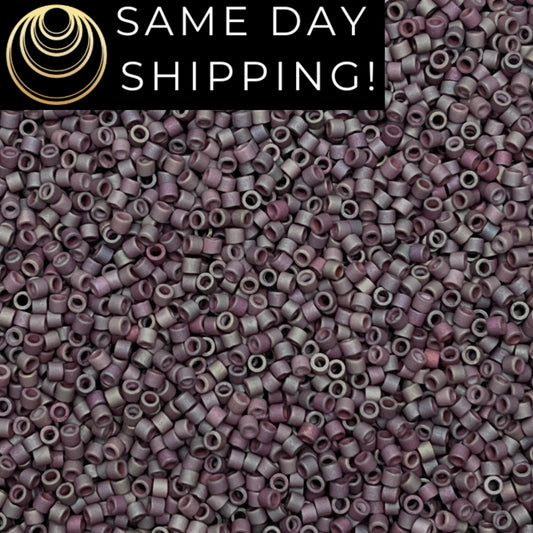 DB1062 (1 gram-20 grams) Miyuki Size 11/0 Delica Beads Metallic Purple Sage Gold Iris-Free Container! Same Day Shipping!