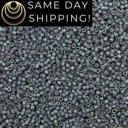 DB1063 (1 gram-20 grams) Miyuki Size 11/0 Delica Beads Metallic Blue Slate Gold Iris-Free Container! Same Day Shipping!