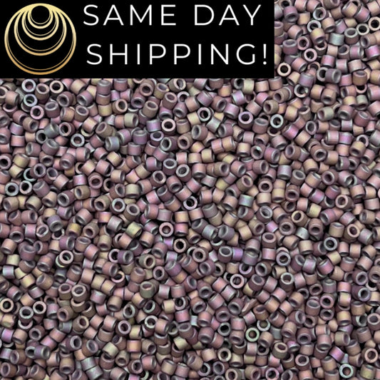 DB1067 (1 gram-20 grams) Miyuki Size 11/0 Delica Beads Metallic Thistle Gold Iris-Free Container! Same Day Shipping!