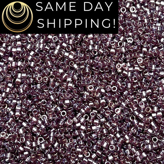 DB1224 (1 gram-20 grams) Miyuki Size 11/0 Delica Beads Transparent Mauve Luster-Free Container! Same Day Shipping!