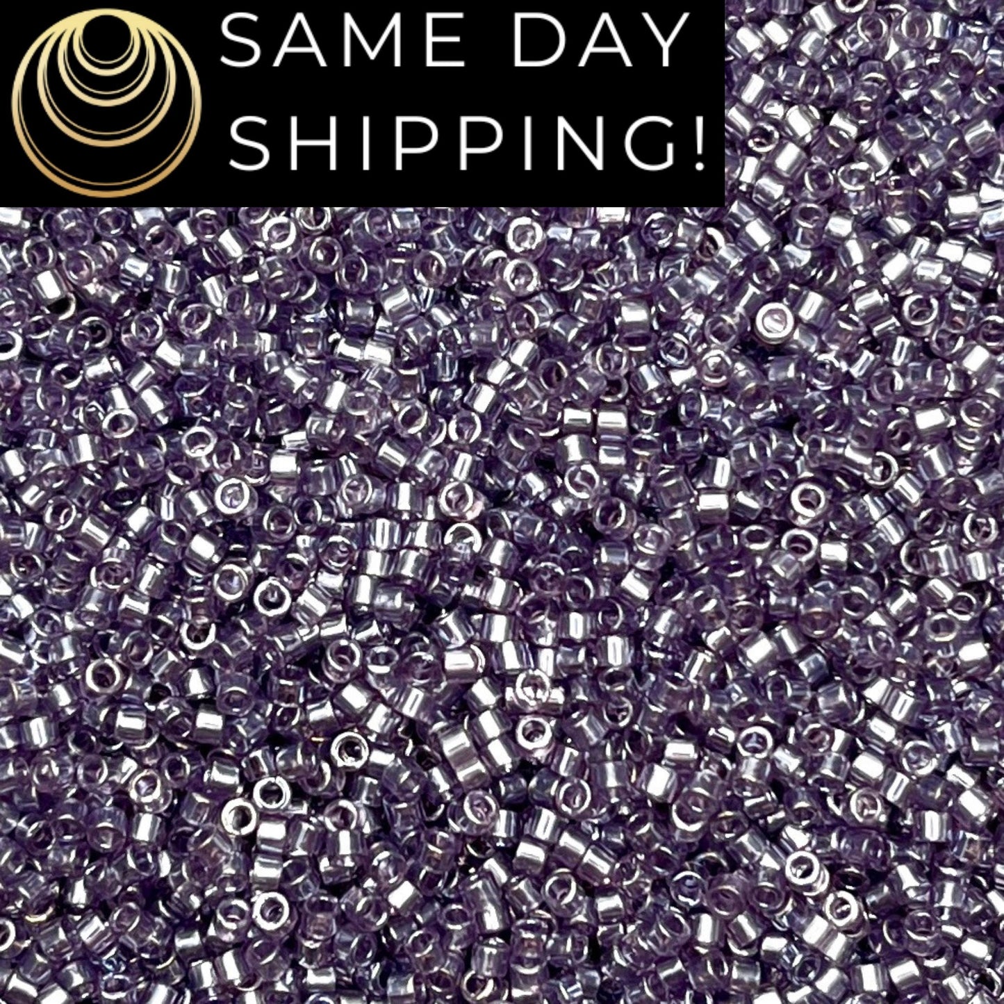 DB1225 (1 gram-20 grams) Miyuki Size 11/0 Delica Beads Transparent Amethyst Luster-Free Container! Same Day Shipping!