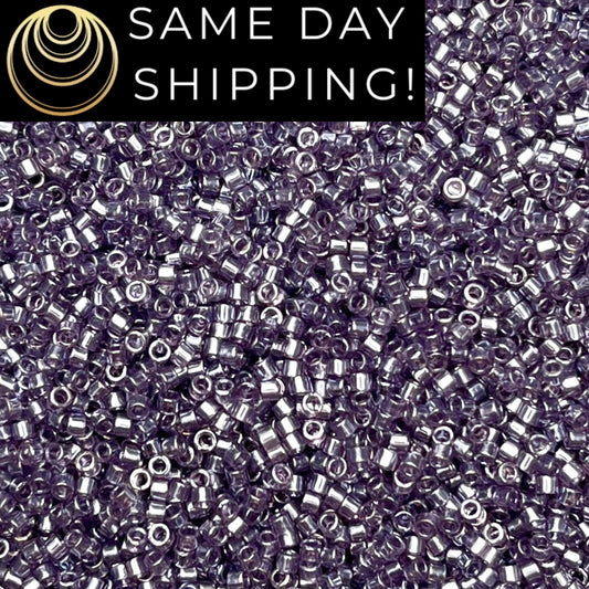DB1225 (1 gram-20 grams) Miyuki Size 11/0 Delica Beads Transparent Amethyst Luster-Free Container! Same Day Shipping!