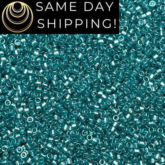 DB1228 (1 gram-20 grams) Miyuki Size 11/0 Delica Beads Transparent Caribbean Teal Luster-Free Container! Same Day Shipping!