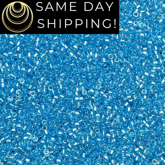 DB1229 (1 gram-20 grams) Miyuki Size 11/0 Delica Beads Transparent Ocean Blue Luster-Free Container! Same Day Shipping!