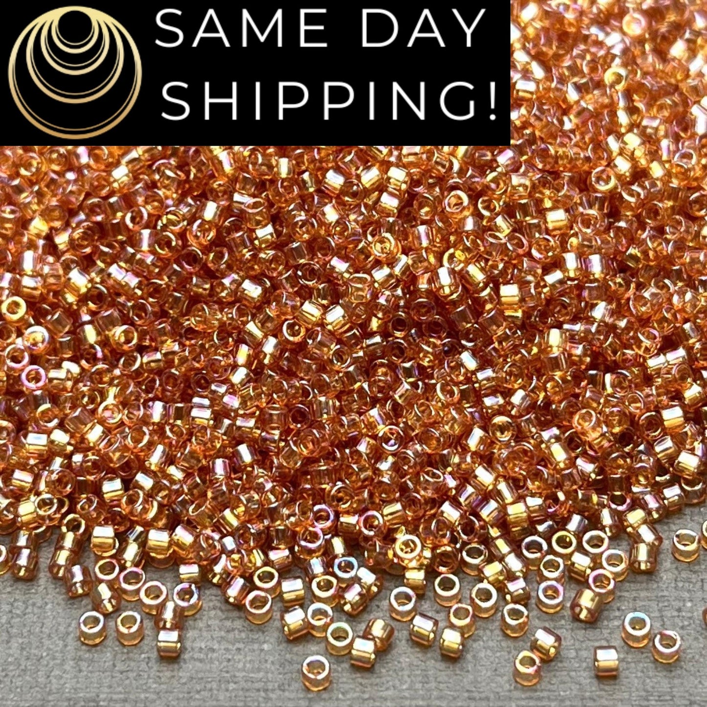 DB1241 (1 gram-20 grams) Miyuki Size 11/0 Delica Beads Transparent Marigold AB-Free Container! Same Day Shipping!