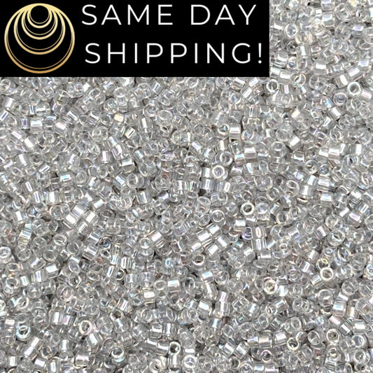 DB1251 (1 gram-20 grams) Miyuki Size 11/0 Delica Beads Transparent Gray Mist AB-Free Container! Same Day Shipping!