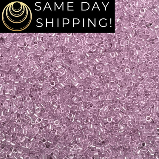 DB1402 (1 gram-20 grams) Miyuki Size 11/0 Delica Beads Transparent Pale Rose-Free Container! Same Day Shipping!