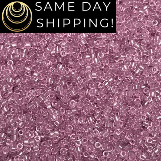 DB1403 (1 gram-20 grams) Miyuki Size 11/0 Delica Beads Transparent Pale Orchid-Free Container! Same Day Shipping!