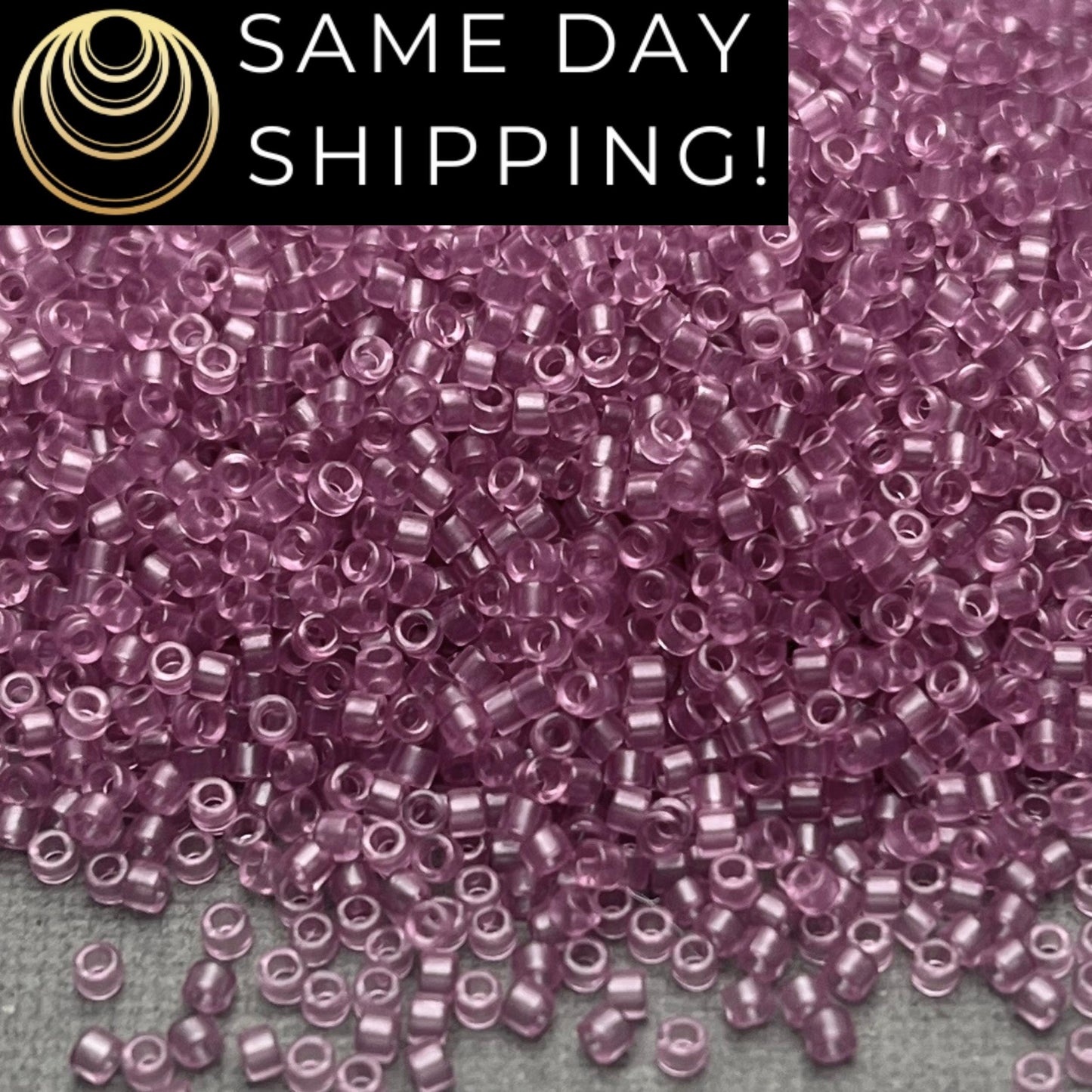 DB1413 (1 gram-20 grams) Miyuki Size 11/0 Delica Beads Transparent Light Rose-Free Container! Same Day Shipping!