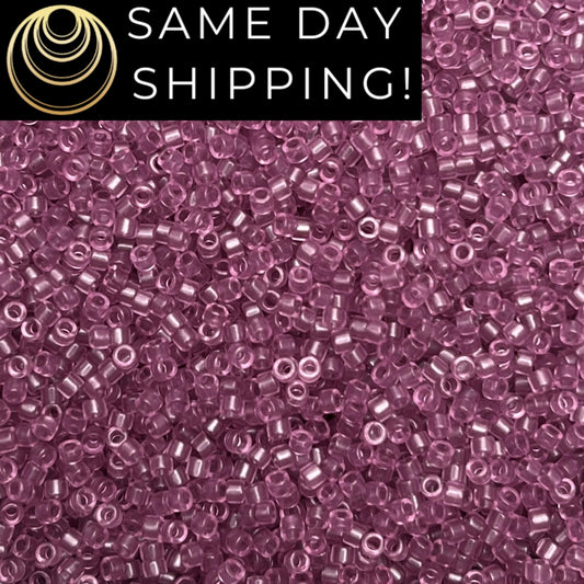 DB1413 (1 gram-20 grams) Miyuki Size 11/0 Delica Beads Transparent Light Rose-Free Container! Same Day Shipping!