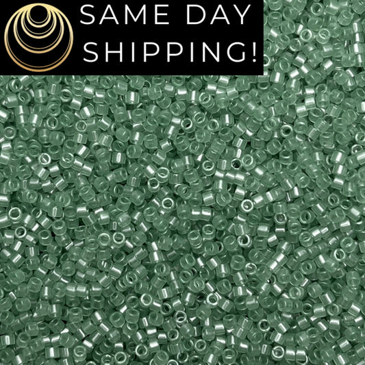 DB1415 (1 gram-20 grams) Miyuki Size 11/0 Delica Beads Transparent Dusky Moss Green-Free Container! Same Day Shipping!