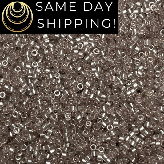 DB1416 (1 gram-20 grams) Miyuki Size 11/0 Delica Beads Transparent Light Taupe-Free Container! Same Day Shipping!