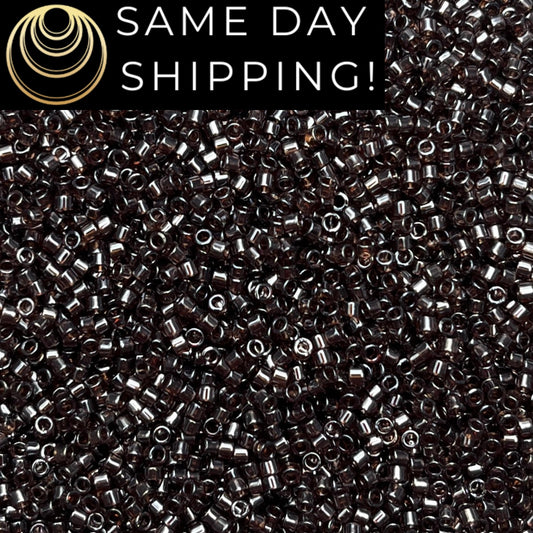 DB1892 (1 gram-20 grams) Miyuki Size 11/0 Delica Beads Transparent Sable Brown Luster-Free Container! Same Day Shipping!
