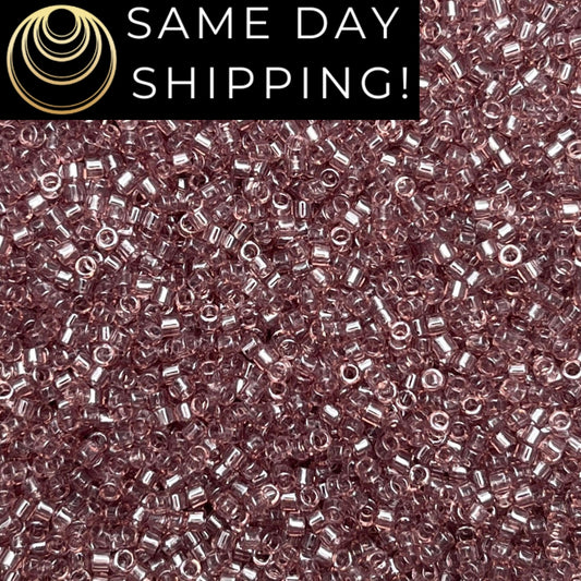 DB1893 (1 gram-20 grams) Miyuki Size 11/0 Delica Beads Transparent Smoky Amethyst Luster-Free Container! Same Day Shipping!