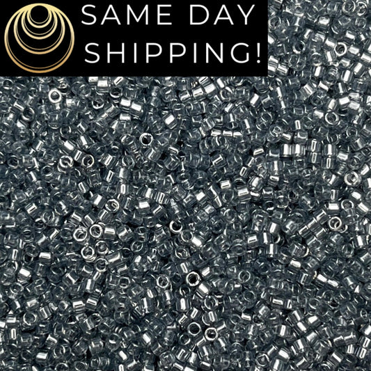 DB1897 (1 gram-20 grams) Miyuki Size 11/0 Delica Beads Transparent Gray Luster-Free Container! Same Day Shipping!