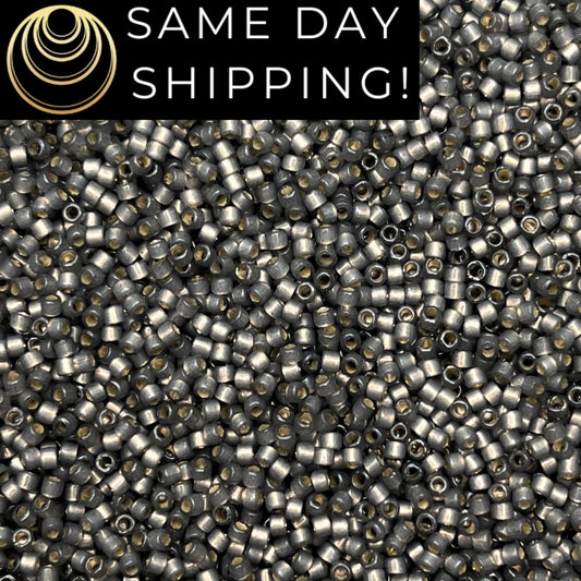 DB2185 (1 gram-20 grams) Miyuki Size 11/0 Delica Beads Duracoat Matte Silver Lined Acacia-Free Container! Same Day Shipping!