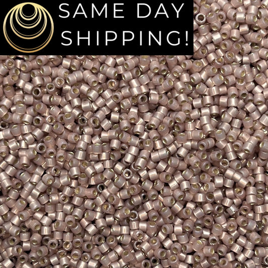 DB1459 (1 gram-20 grams) Miyuki Size 11/0 Delica Beads Silver Lined Shell Opal-Free Container! Same Day Shipping!