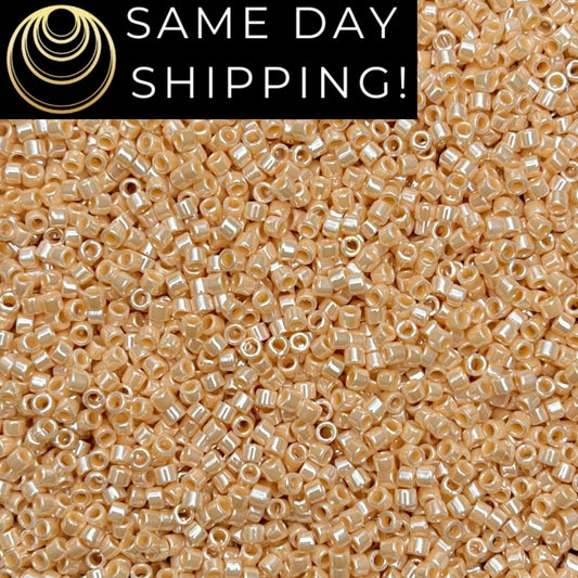 DB1561 (1 gram-20 grams) Miyuki Size 11/0 Delica Beads Opaque Pear Luster-Free Container! Same Day Shipping!