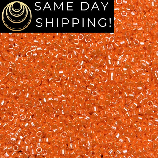 DB1563 (1 gram-20 grams) Miyuki Size 11/0 Delica Beads Opaque Mandarin Luster-Free Container! Same Day Shipping!
