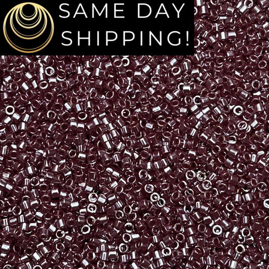 DB1565 (1 gram-20 grams) Miyuki Size 11/0 Delica Beads Opaque Currant Luster-Free Container! Same Day Shipping!