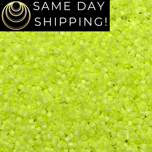 DB1857 (1 Gram -20 Grams) Miyuki Size 11/0 Delica Beads Silk Inside Dyed Lime Aide -Free Container! Same Day Shipping!
