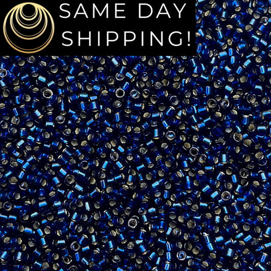 DB2191 (1 gram-20 grams) Miyuki Size 11/0 Delica Beads Duracoat Silver Lined Dyed Navy-Free Container! Same Day Shipping!
