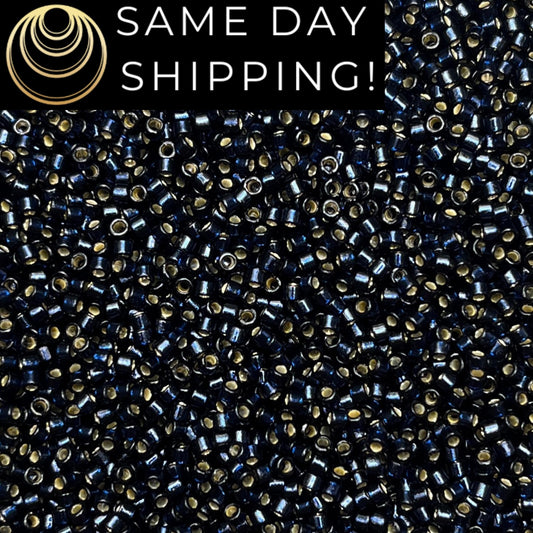 DB2192 (1 gram-20 grams) Miyuki Size 11/0 Delica Beads Duracoat Silver Lined Dyed Montana Blue-Free Container! Same Day Shipping!