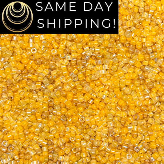 DB2061 (1 gram-20 grams) Miyuki Size 11/0 Delica Beads Luminous Pineapple Mix-Free Container! Same Day Shipping!