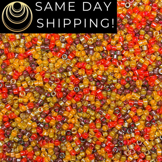 DB2063 (1 gram-20 grams) Miyuki Size 11/0 Delica Beads Luminous Autumn Corn Mix-Free Container! Same Day Shipping!